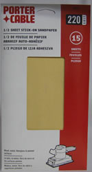 Porter Cable 1/2 Sheet, PSA Sanding Sheets - 220 Grit 53018